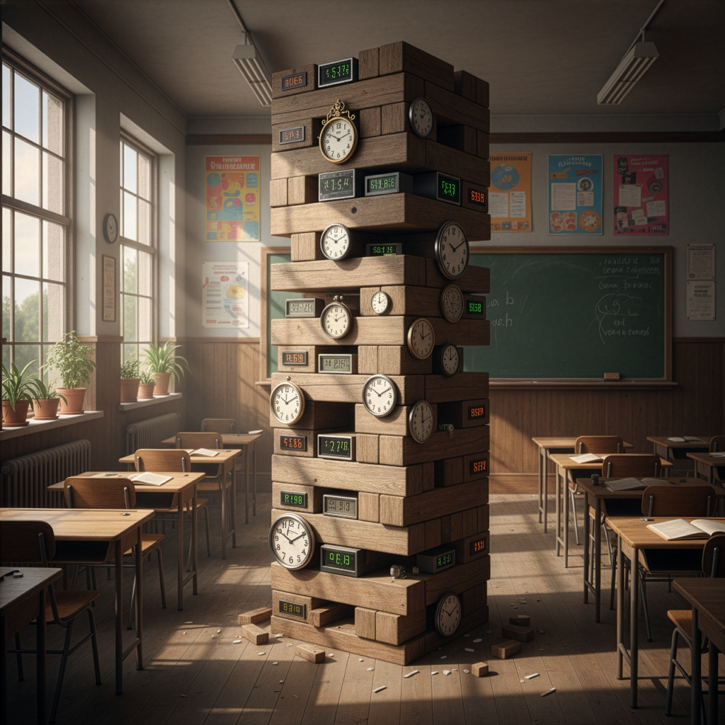 clock tower inside a classroom